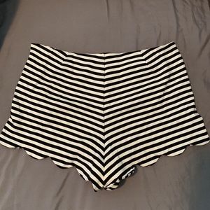 Black and white striped shorts
